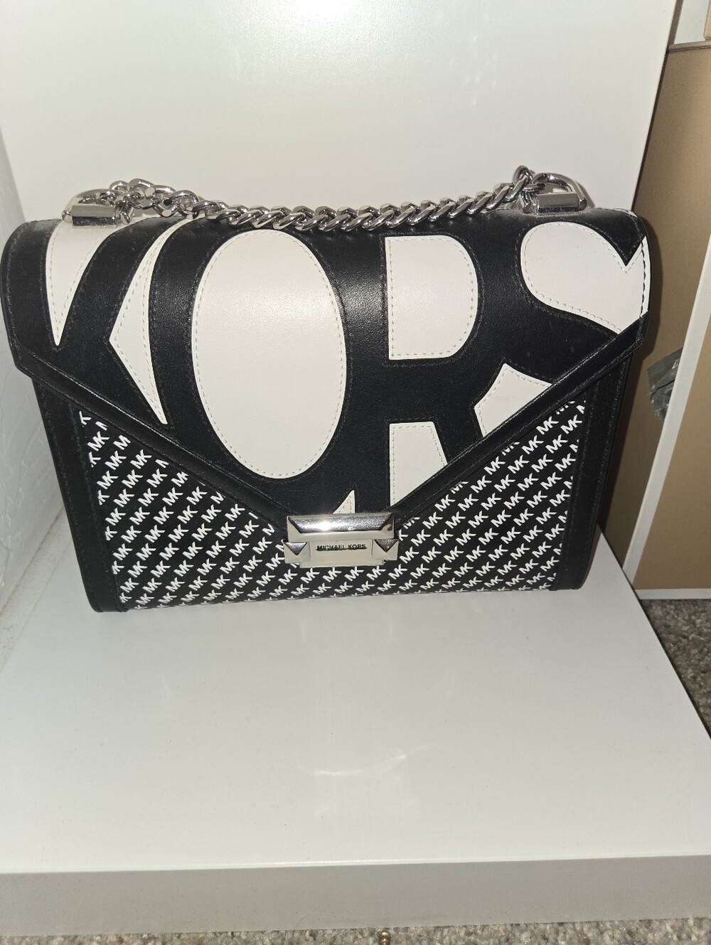 Black Patterned MK Crossbody Bag